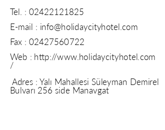 Holiday City Hotel iletiim bilgileri